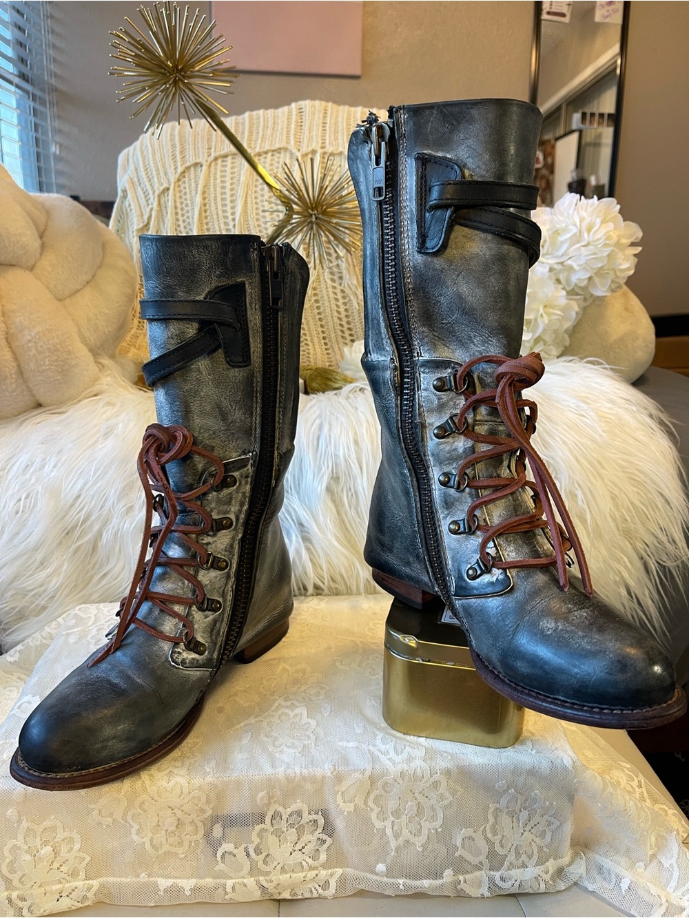 Freebird by Steven EUC “Ravi” Mid-Calf Boots in Ice Colorway MSRP$350 - Picture 2 of 10